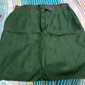 Zara silk emerald green skirt